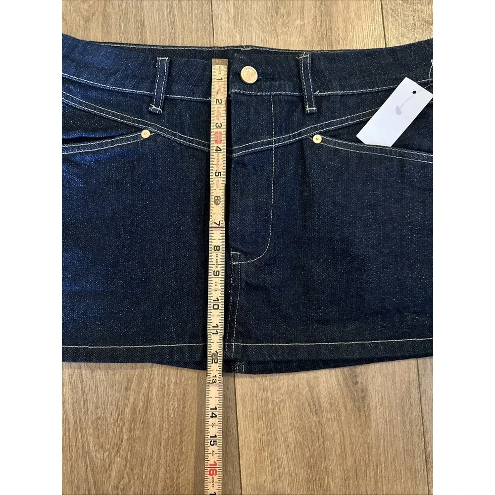 Blanknyc Women's Metallic Weave Dark Denim Micro Mini Skirt Gold Glitter Size 28